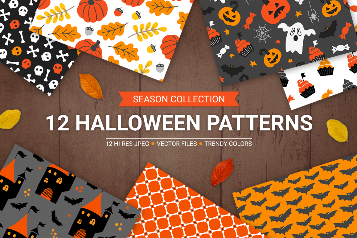 12 Halloween Seamless Patterns example image 1