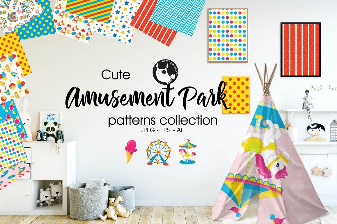 AMUSEMENT-PARK, digital papers example image 1