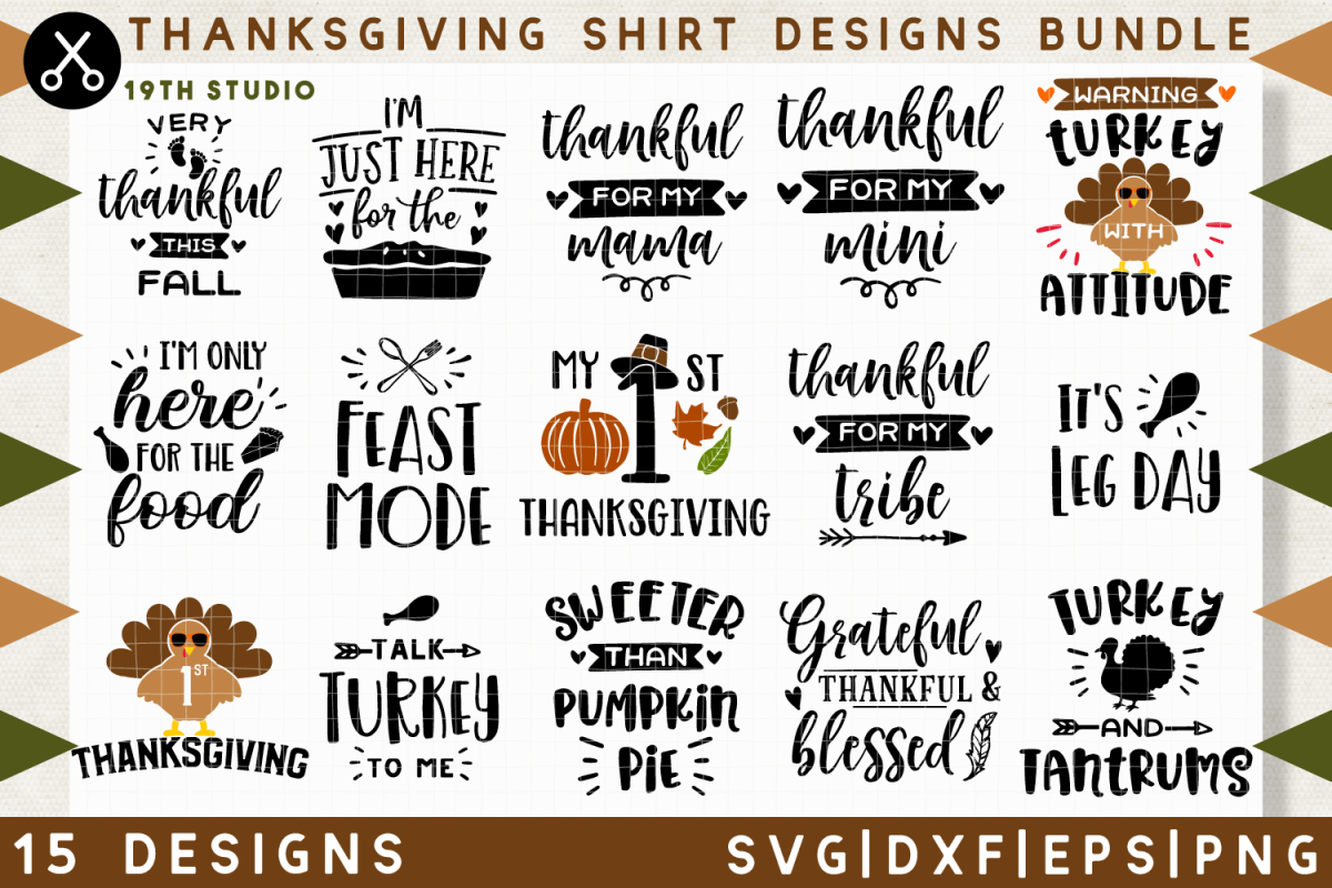 Download Thanksgiving shirt designs SVG Bundle |SVG DXF EPS PNG MB38
