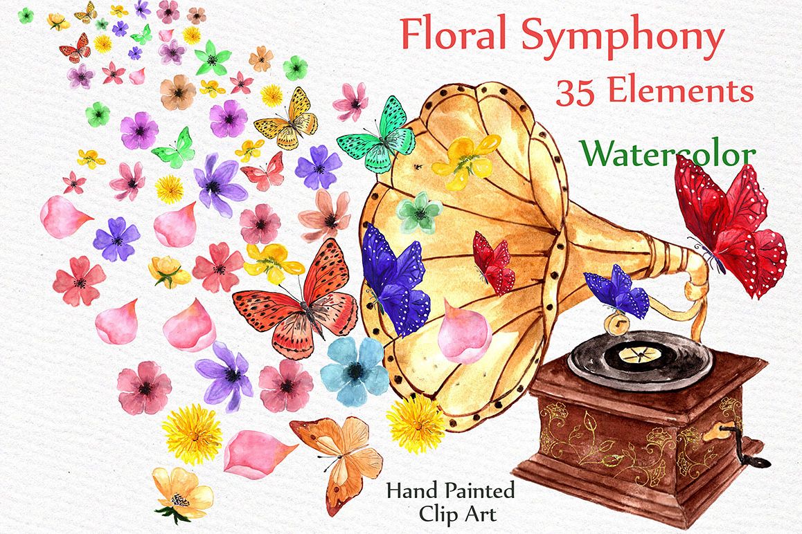 Watercolor floral elements example image 1