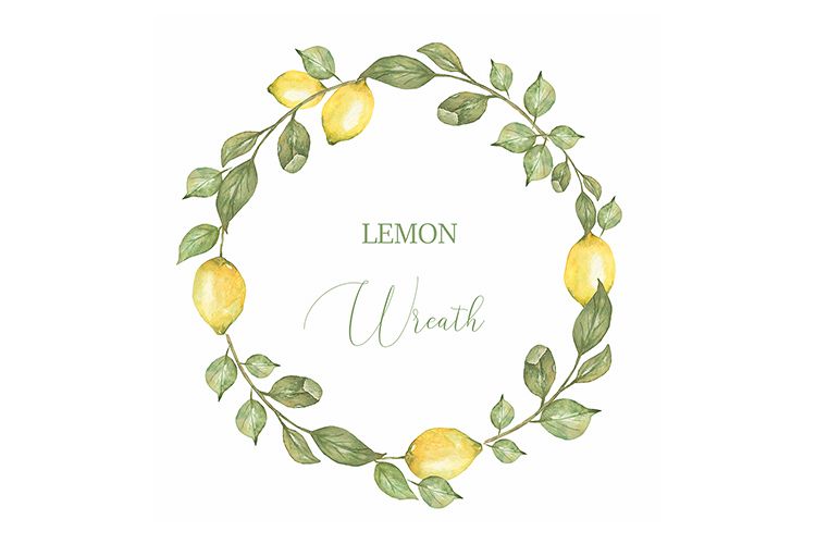 Watercolor Lemon wreath clipart, Citrus wreath PNG (427266 ...