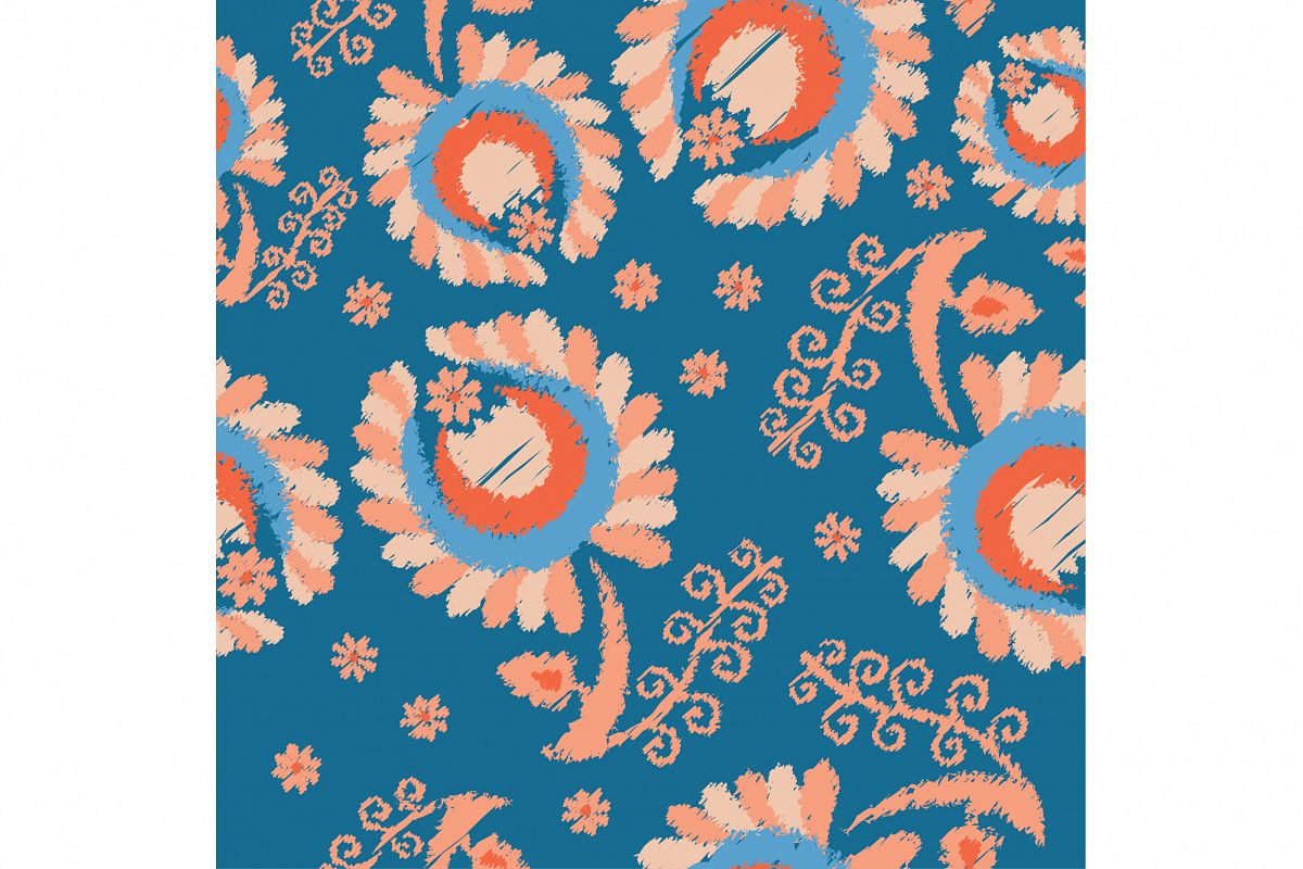 Ethnic boho seamless pattern with decorative flowers. Print. Cloth design, wallpaper. example image 1