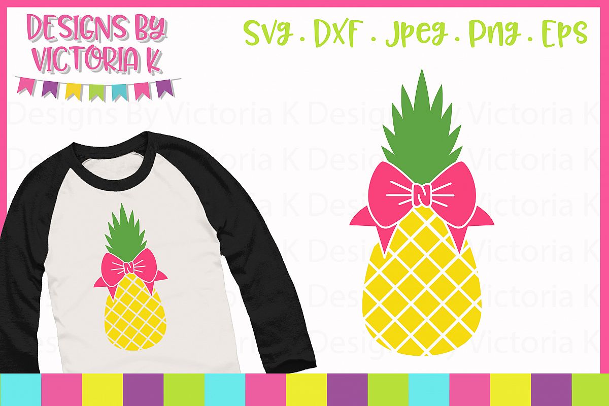 Pineapple with bow, Summer SVG Cut File example image 1
