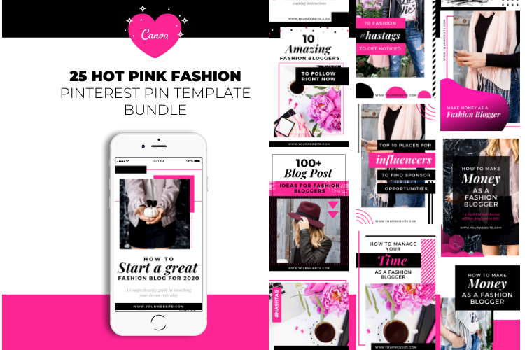 Fashion Blogger Pinterest Templates for Canva example image 1