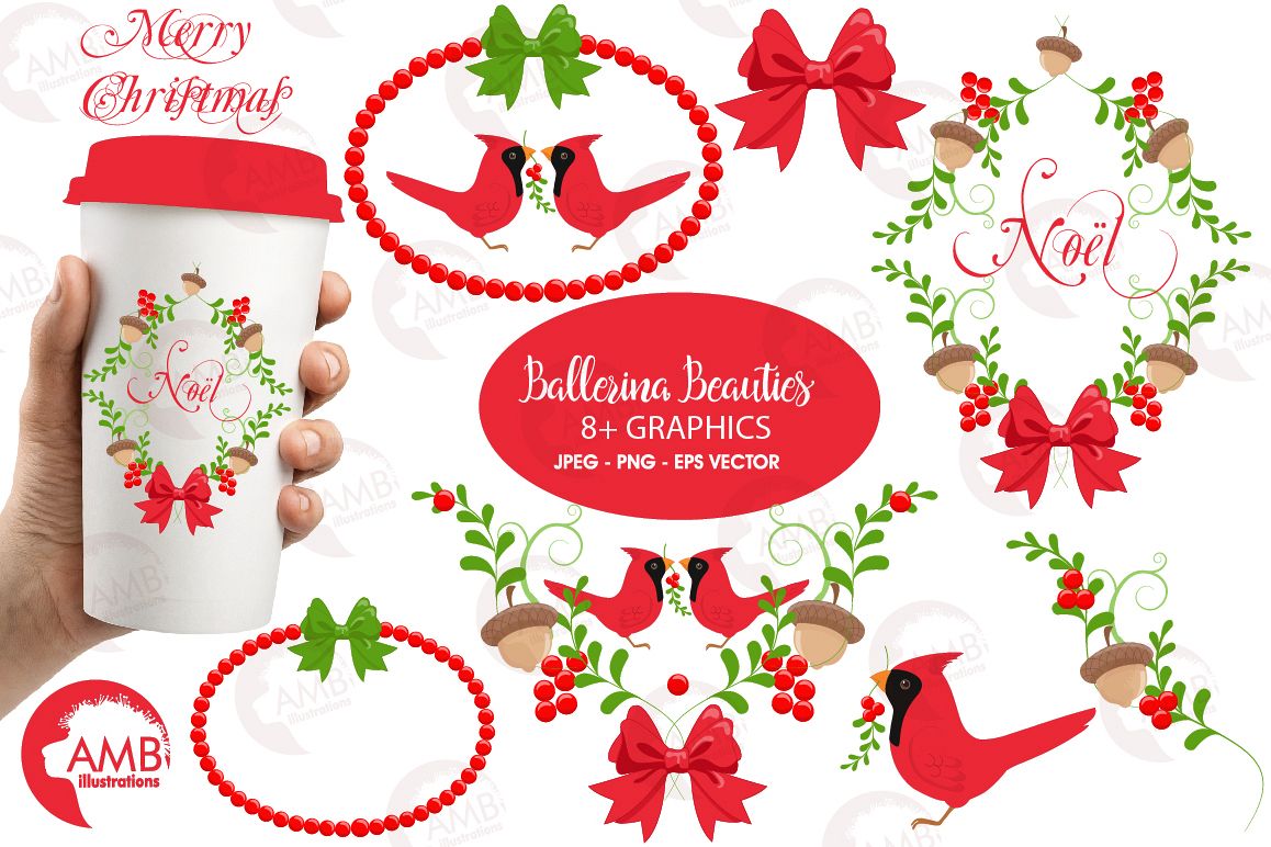 Christmas greetings embellishments, clipart, graphics, illustrations AMB-1464 example image 1