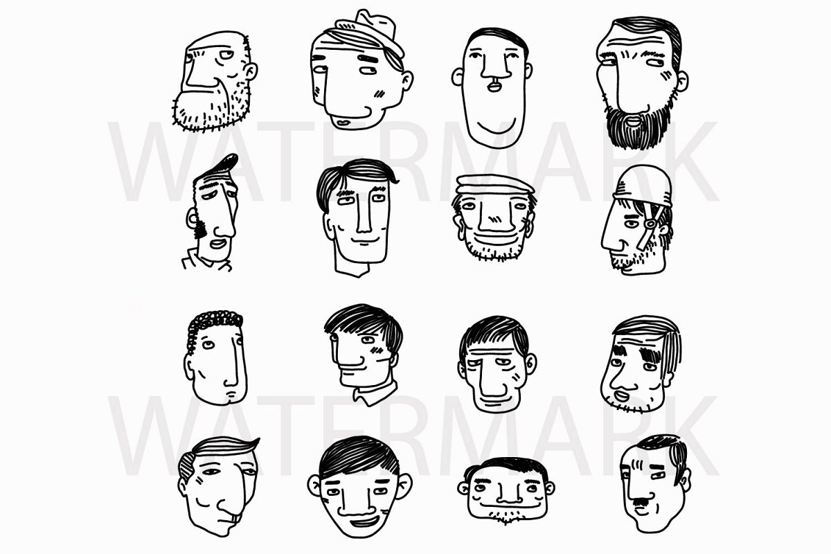 Face Set C - SVG/JPG/PNG Hand Drawing example image 1