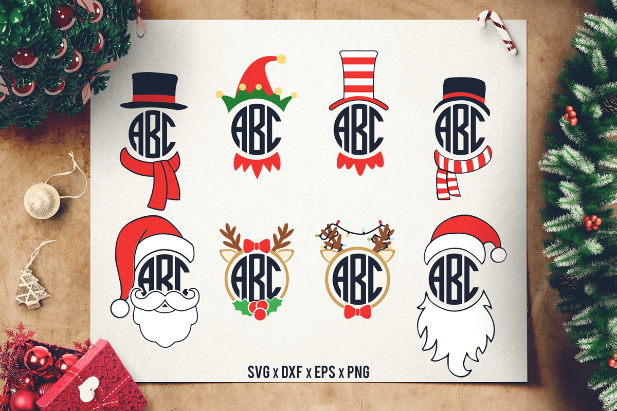 Download Christmas Monograms SVG - Santa Monogram SVG - Elf Monogram