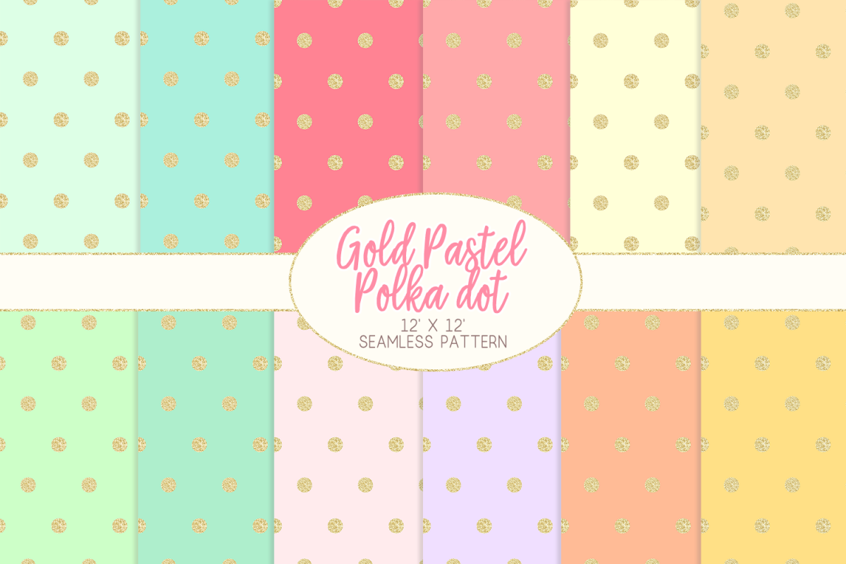Gold Pastel Polka Dot Pattern Digital Papers example image 1