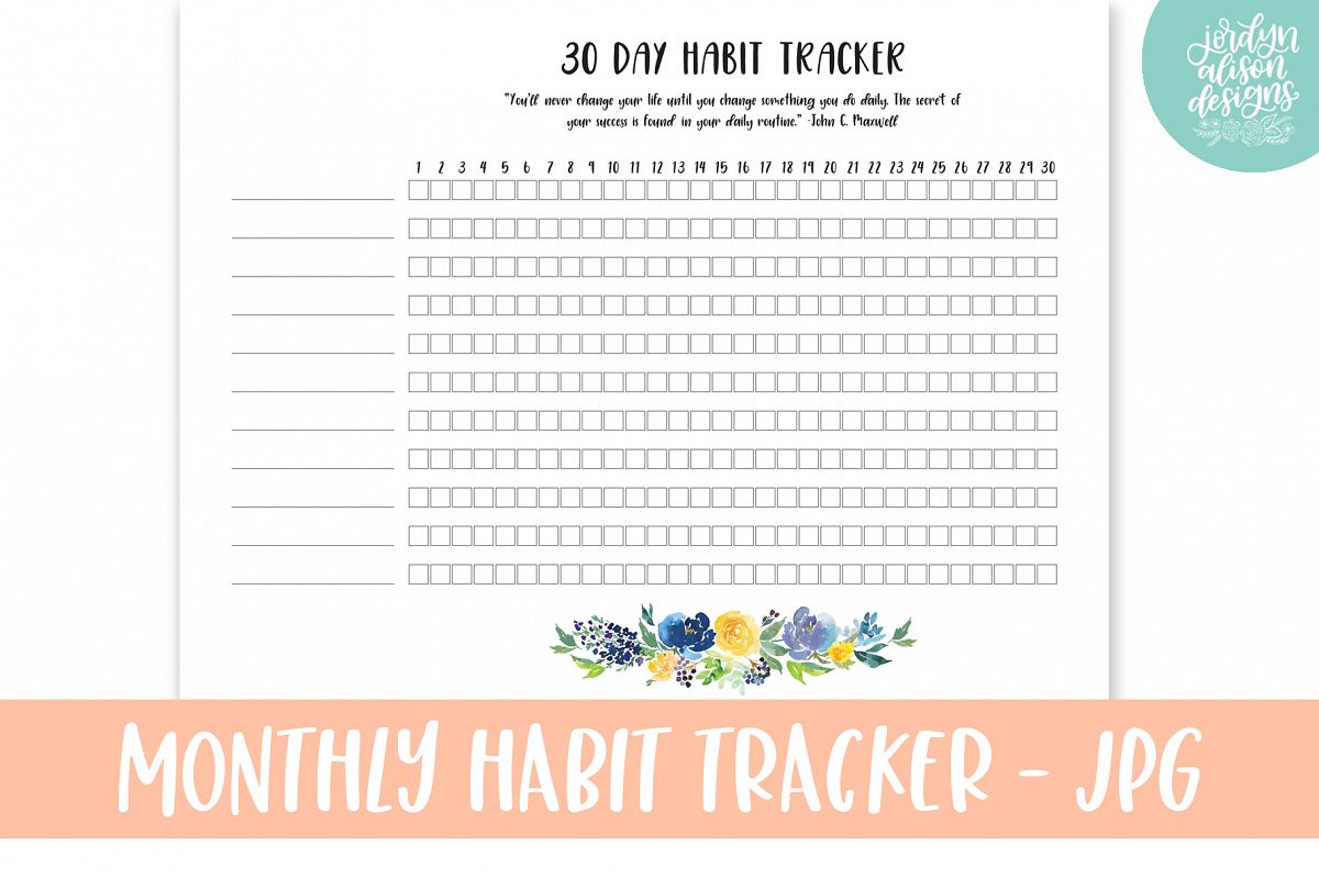 Monthly Habit Tracker, Printable or Digital Planner example image 1