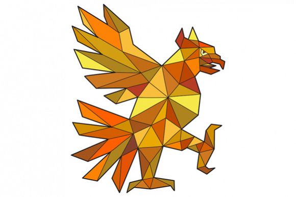Cuauhtli Glifo Eagle Fighting Stance Low Polygon example image 1