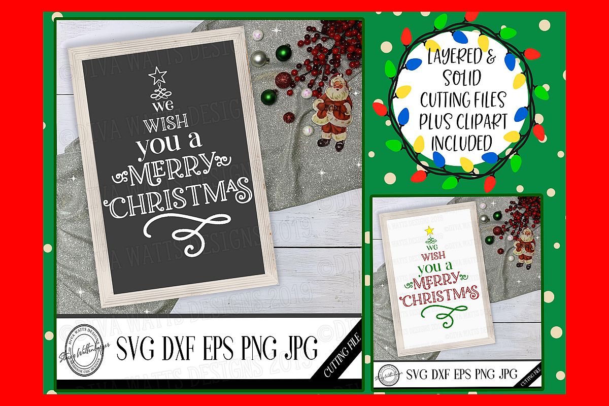 We Wish You a Merry Christmas Cutting File with Tree example image 1