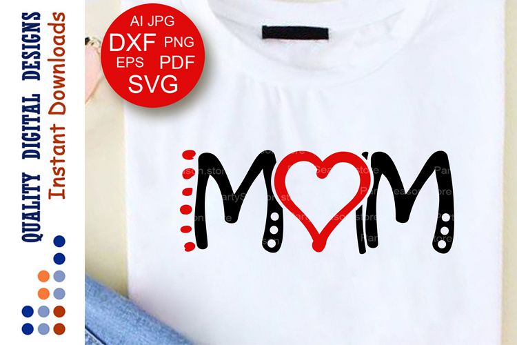 Love Mom Svg Red Heart clipart T shirts for women Birthday example image 1