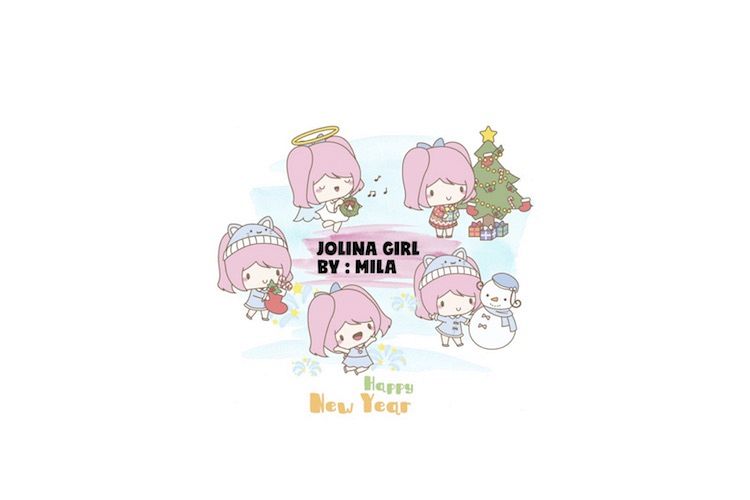 KAWAII GIRL JOLINA CHRISTMAS CLIPART BUNDLE PNG example image 1