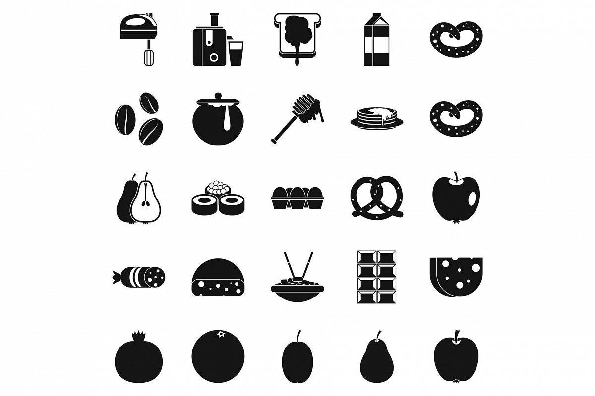 Nourishment icons set, simple style example image 1