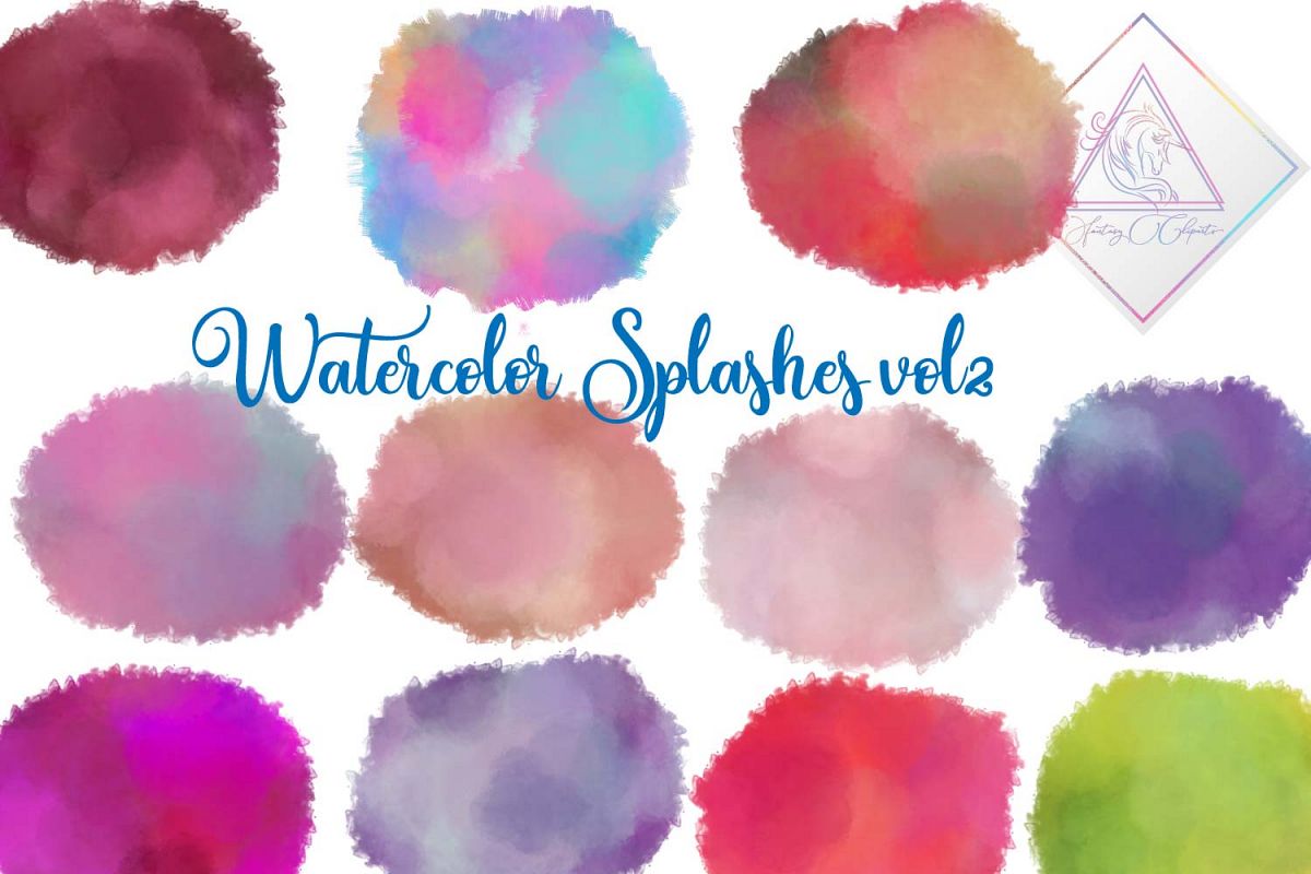 Watercolor Splashes Clipart vol 2 example image 1