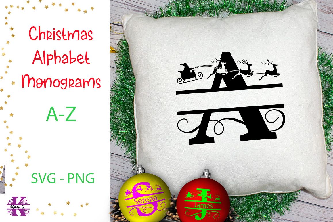 Christmas Alphabet Monogram SVG's example image 1