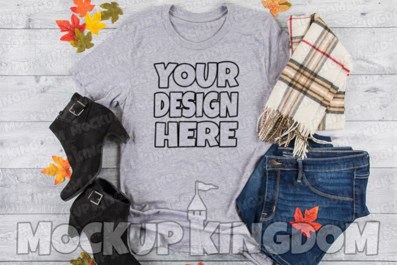 Unisex Crew Neck Shirt Mockup, Bella Canvas Mockup example image 1
