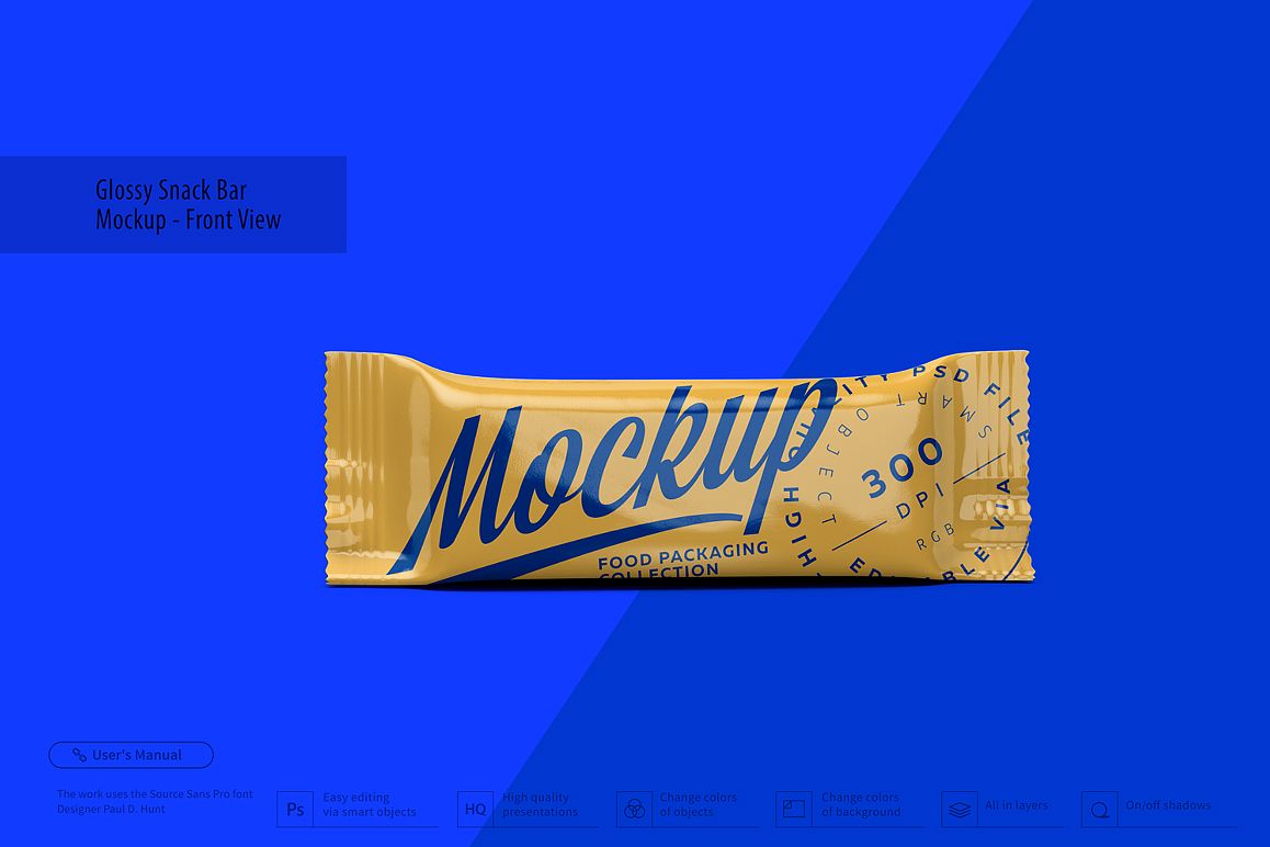 Download Glossy Snack Bar Mockup - Front View