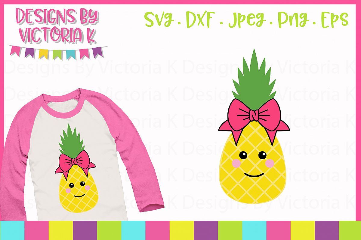 Pineapple girl with bow, Summer SVG Cut File example image 1