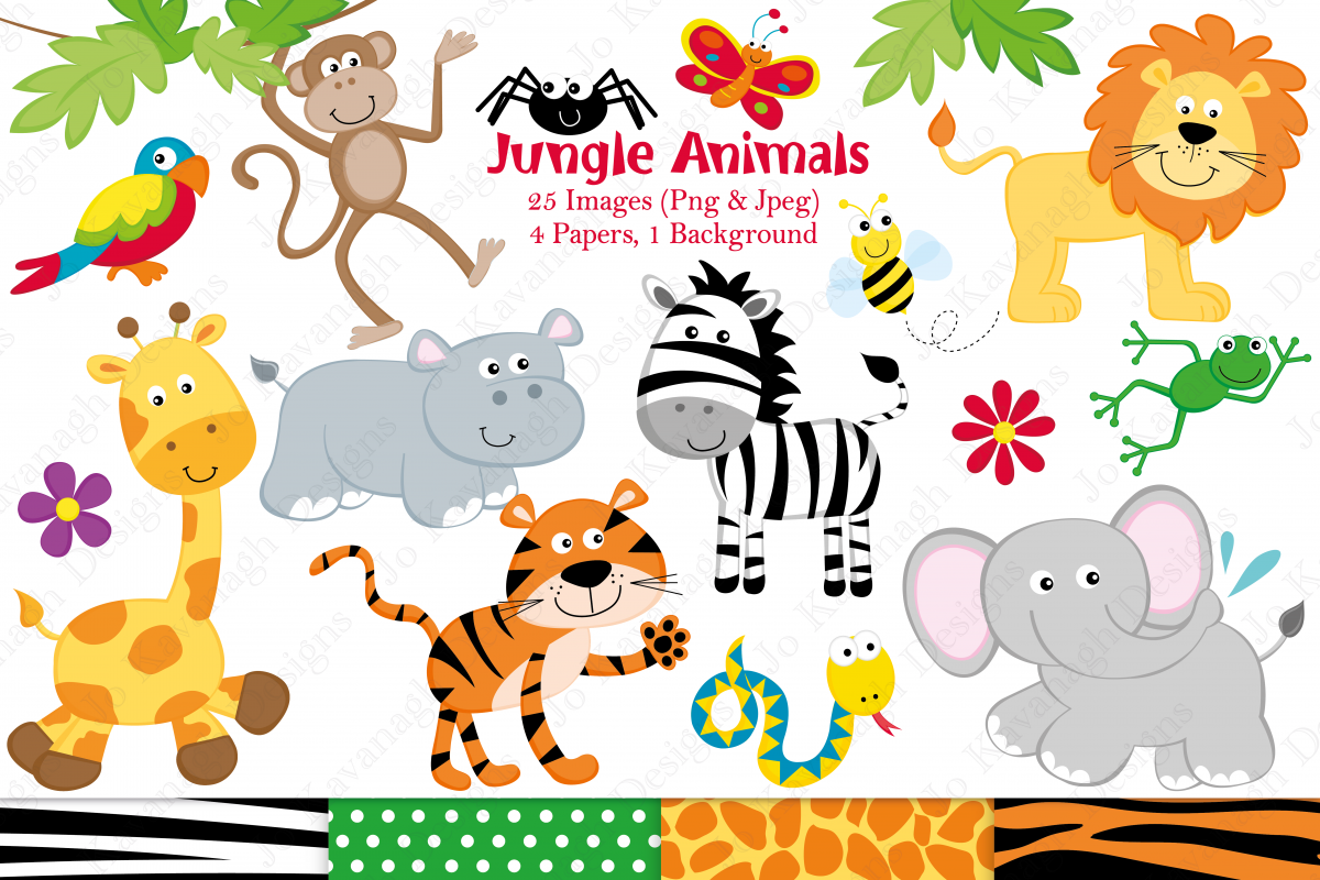 Jungle clipart, Jungle animals graphics & illustrations