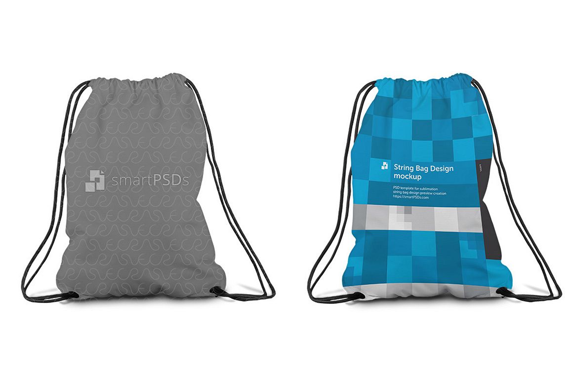 String Bag Sublimation Design Mockup - 4 Views example image 1
