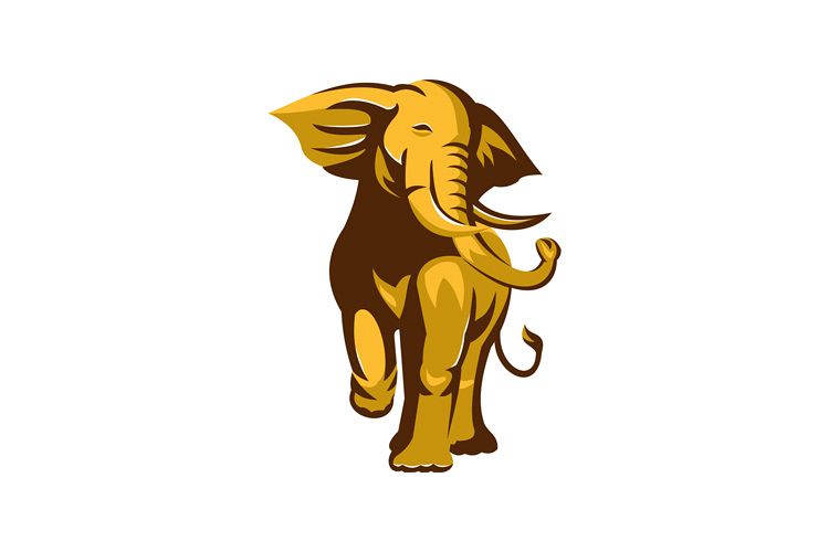 african bull elephant charging retro example image 1