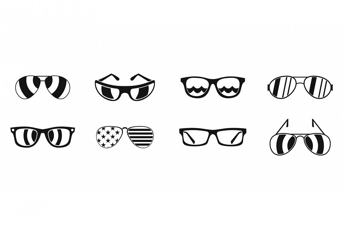 Sun glasses icon set, simple style example image 1