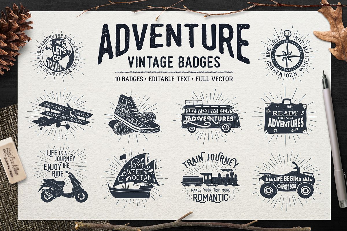 Adventure Vintage Badges (part 1) example image 1