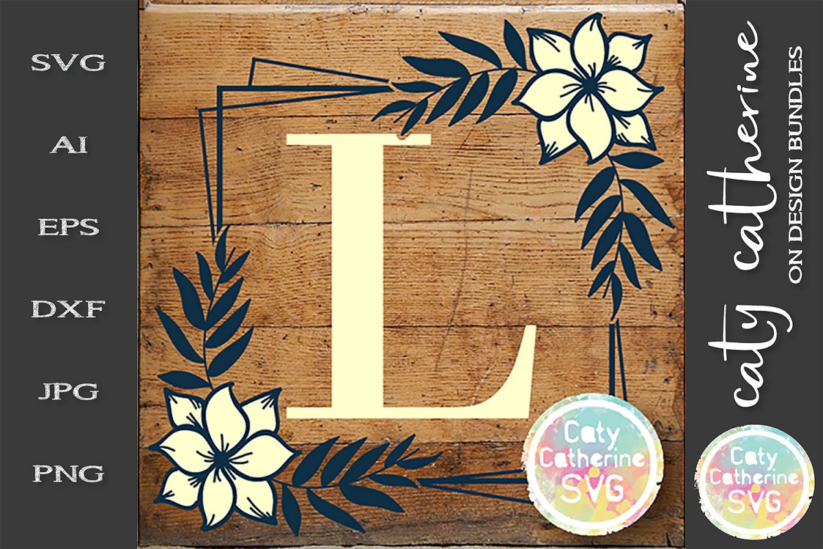 Letter L Floral Monogram Frame SVG Cut File example image 1