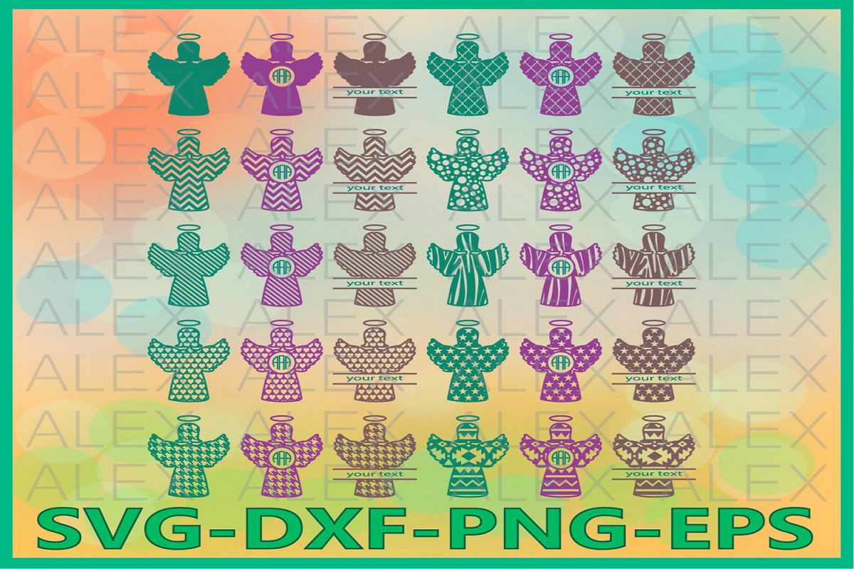 Christmas Angels Frames SVG, Angel Monogram svg example image 1
