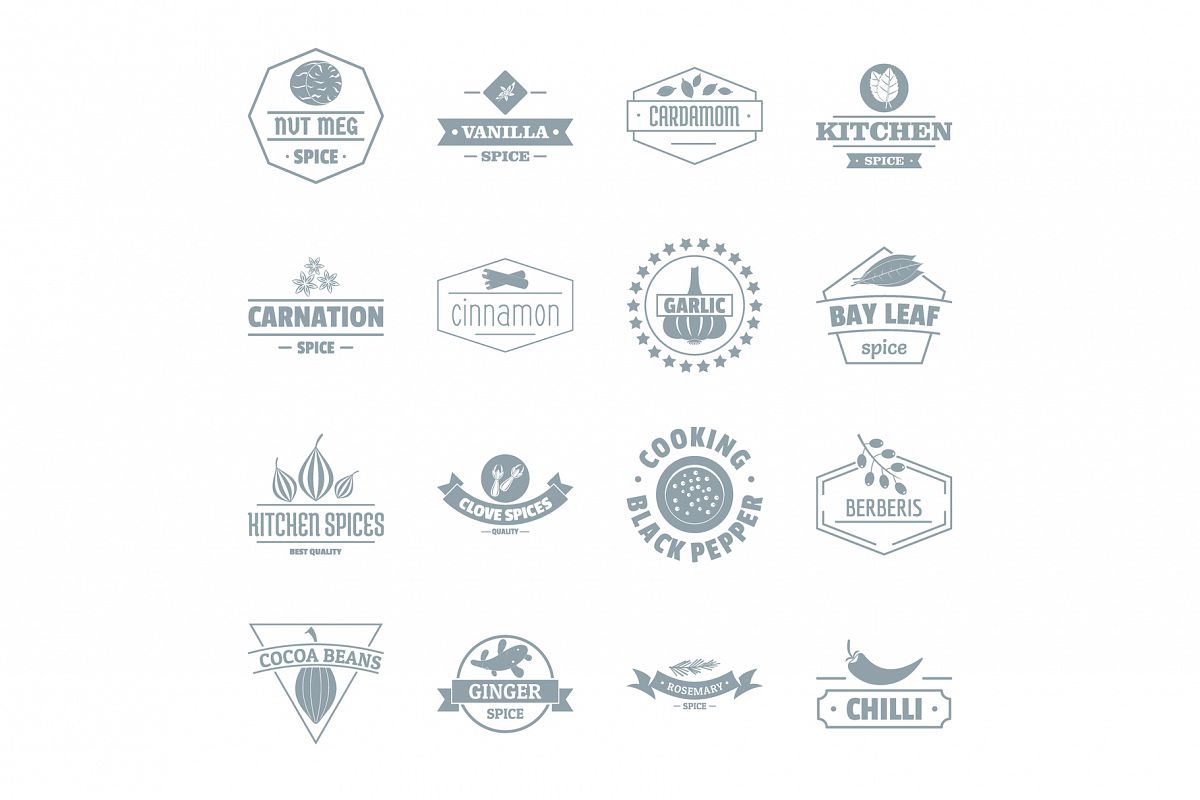 Spice logo icons set, simple style example image 1