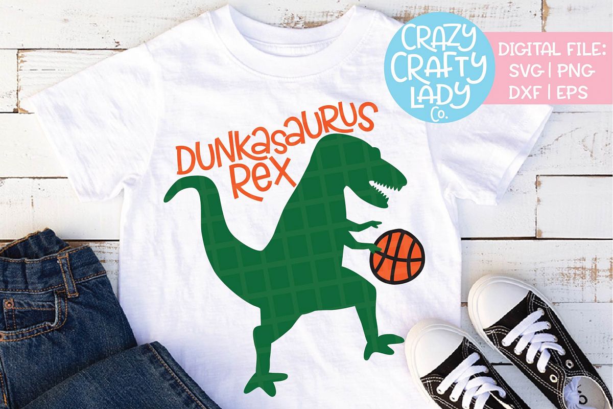 Basketball Dinosaur SVG DXF EPS PNG Cut File example image 1
