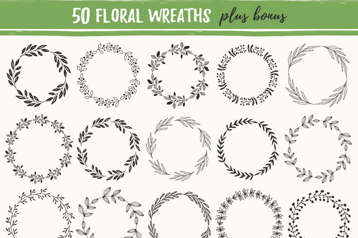 50 Flourish wreaths - eps, svg, dxf, png + BONUS example image 1