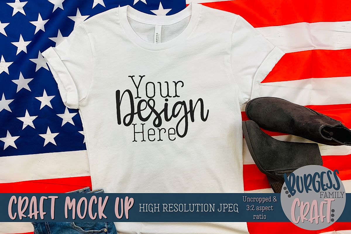 Patriotic USA styled shirt Craft mock up | High Res JPG example image 1