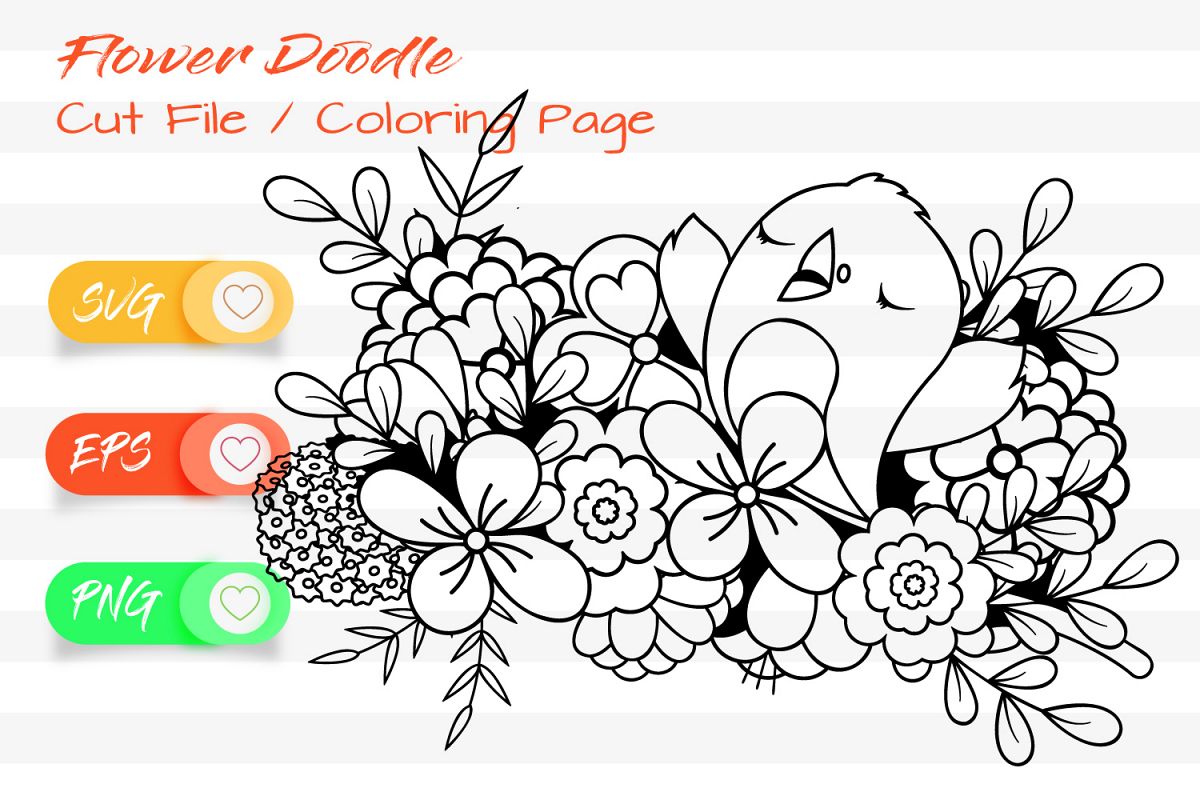 The cute Birdie - Cut File and Coloring Page example image 1