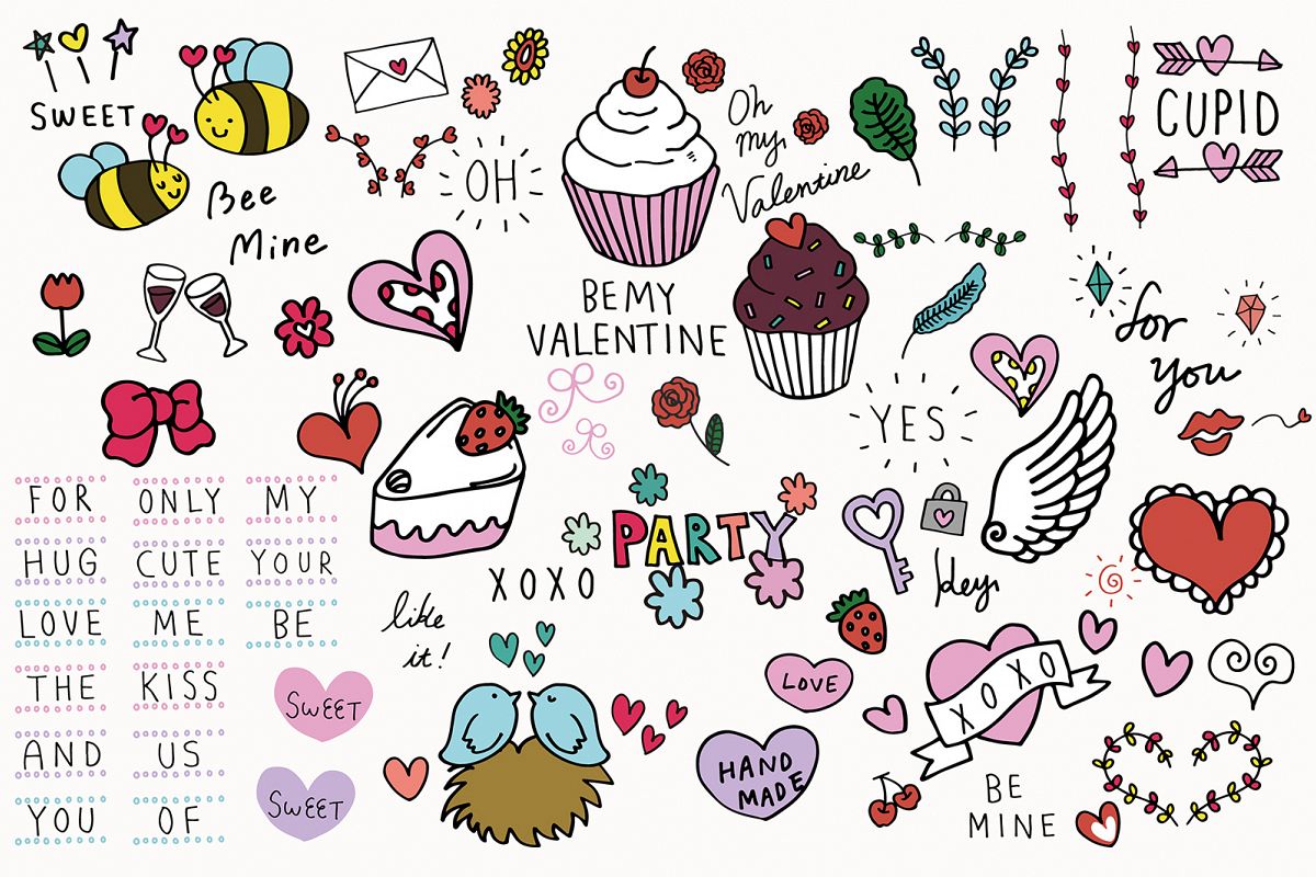 Doodled Illustration 01 Valentines example image 1