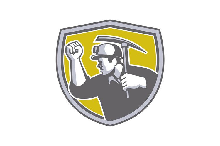 Coal Miner Clenched Fist Pick Axe Shield Retro example image 1