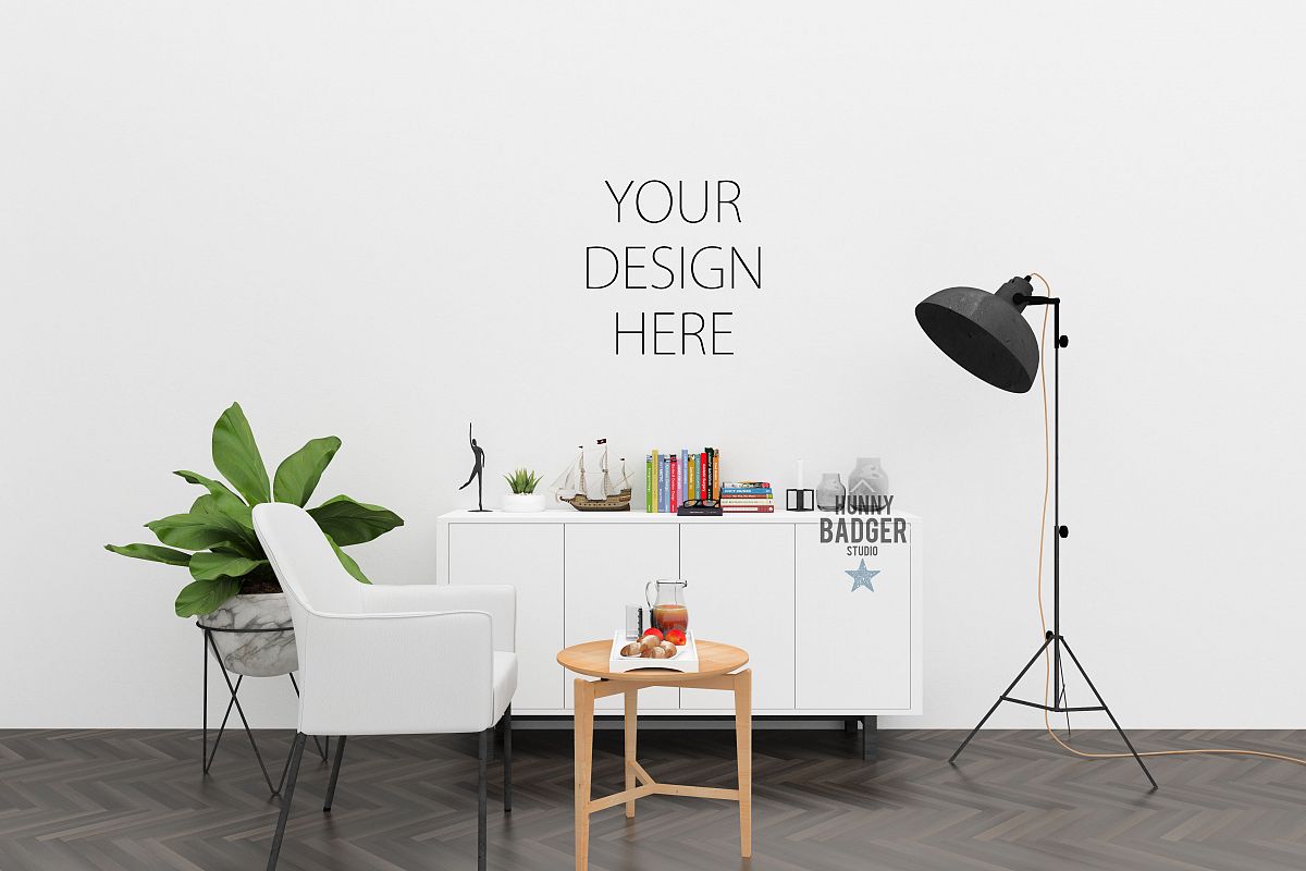 Blank wall mockup - wall art mock up example image 1