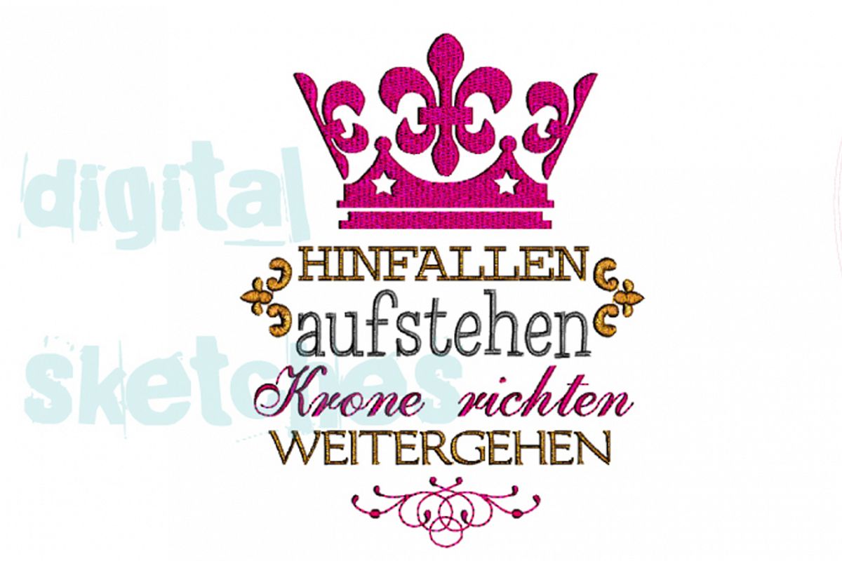 Princess Saying Prinzessin Crown German Crown Embroidery example image 1