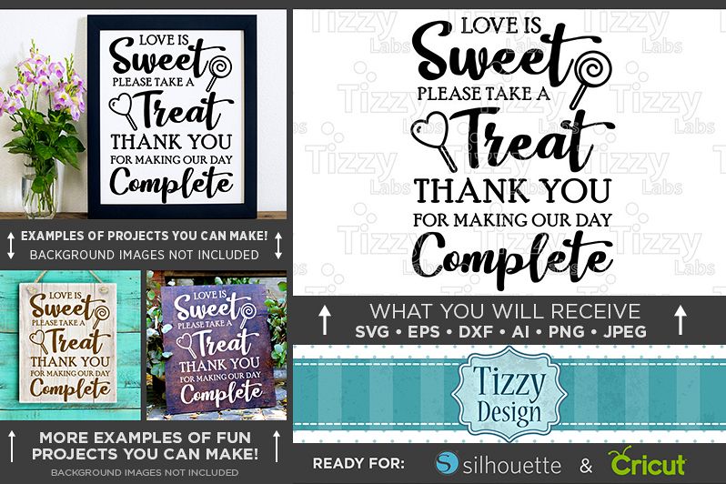 Love Is Sweet Please Take A Seat Wedding SVG File - 5506 example image 1