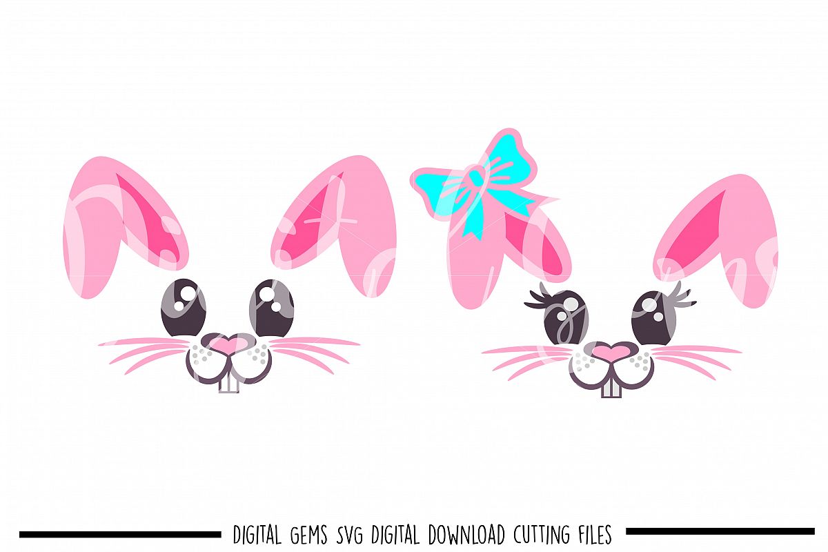 Rabbit Faces SVG / PNG / EPS / DXF Files example image 1