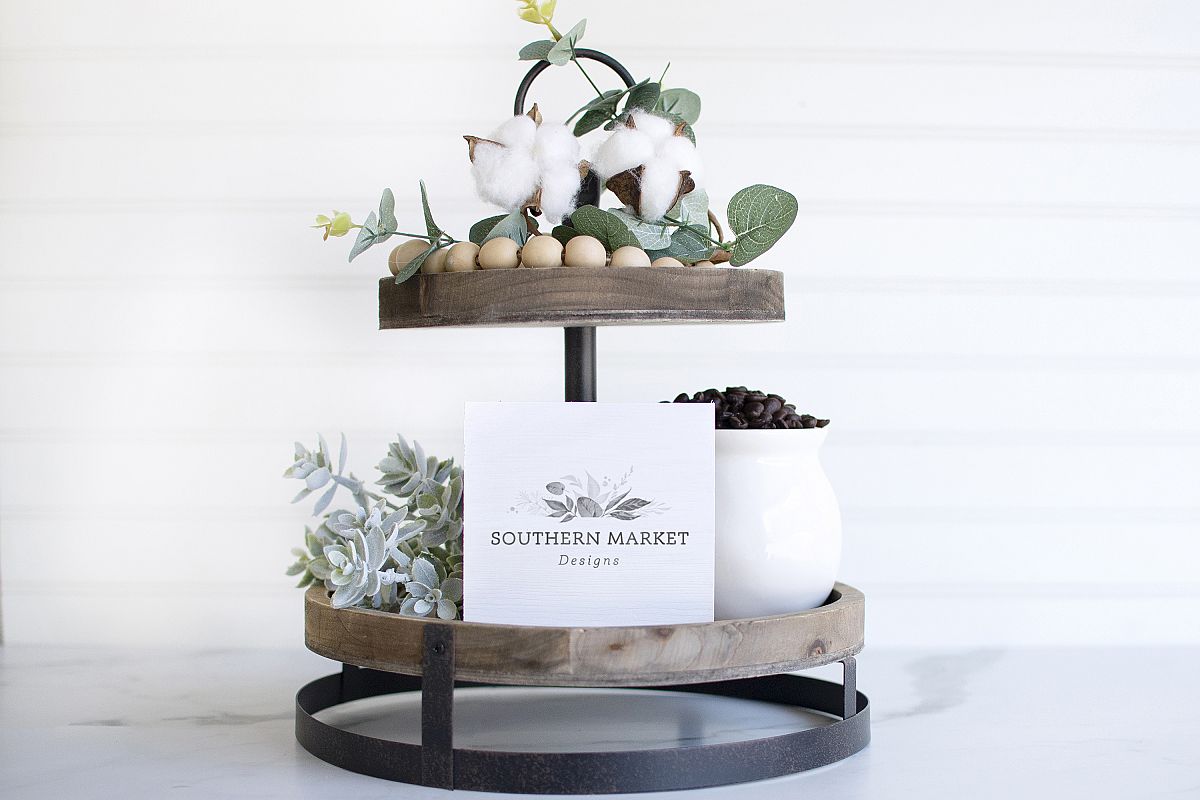 6x6 Tiered Tray Wood Sign Digital Mock Up Styled Photo example image 1