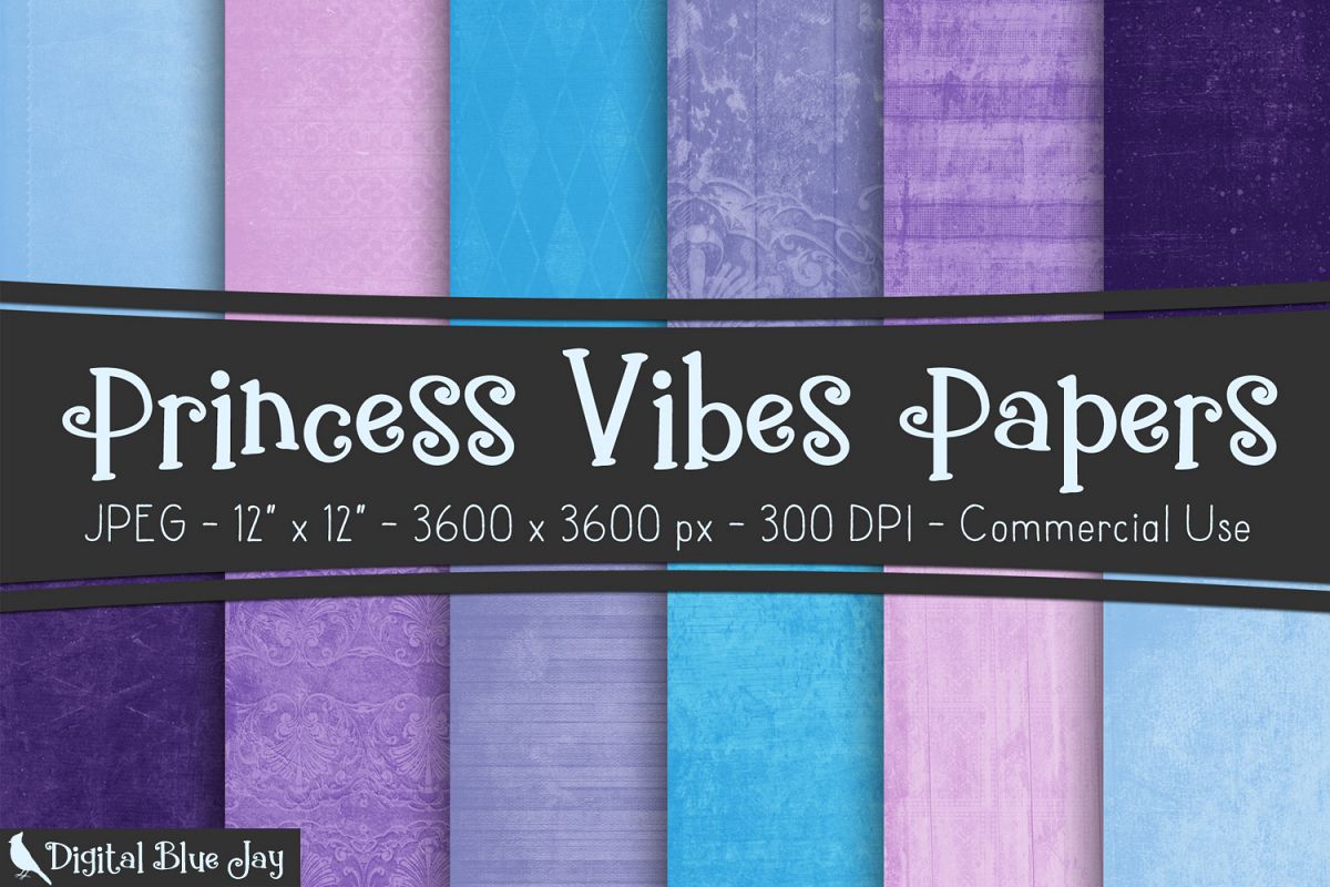 12 Digital Paper Textured Backgrounds - Princess Vibes example image 1