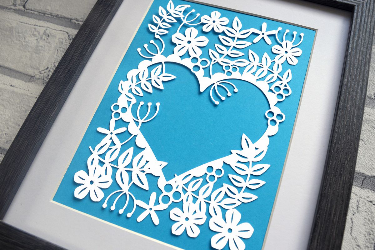 Heart Of Flowers Paper Cut SVG / DXF / EPS File example image 1