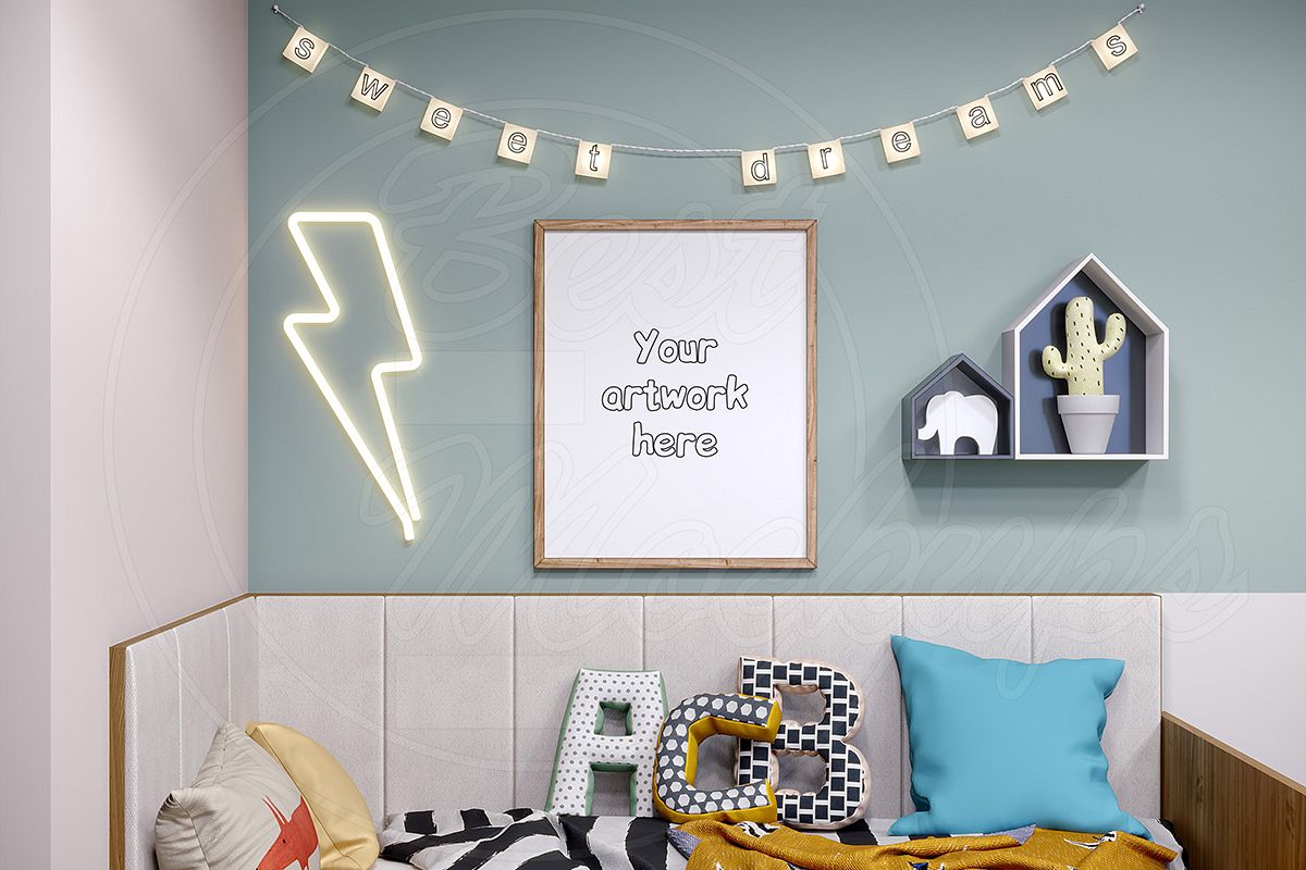 Kids room mockup frame styled stock example image 1