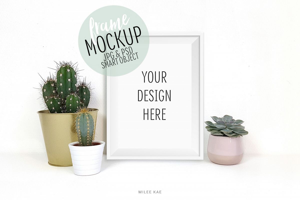 White frame mockup, JPG & PSD example image 1