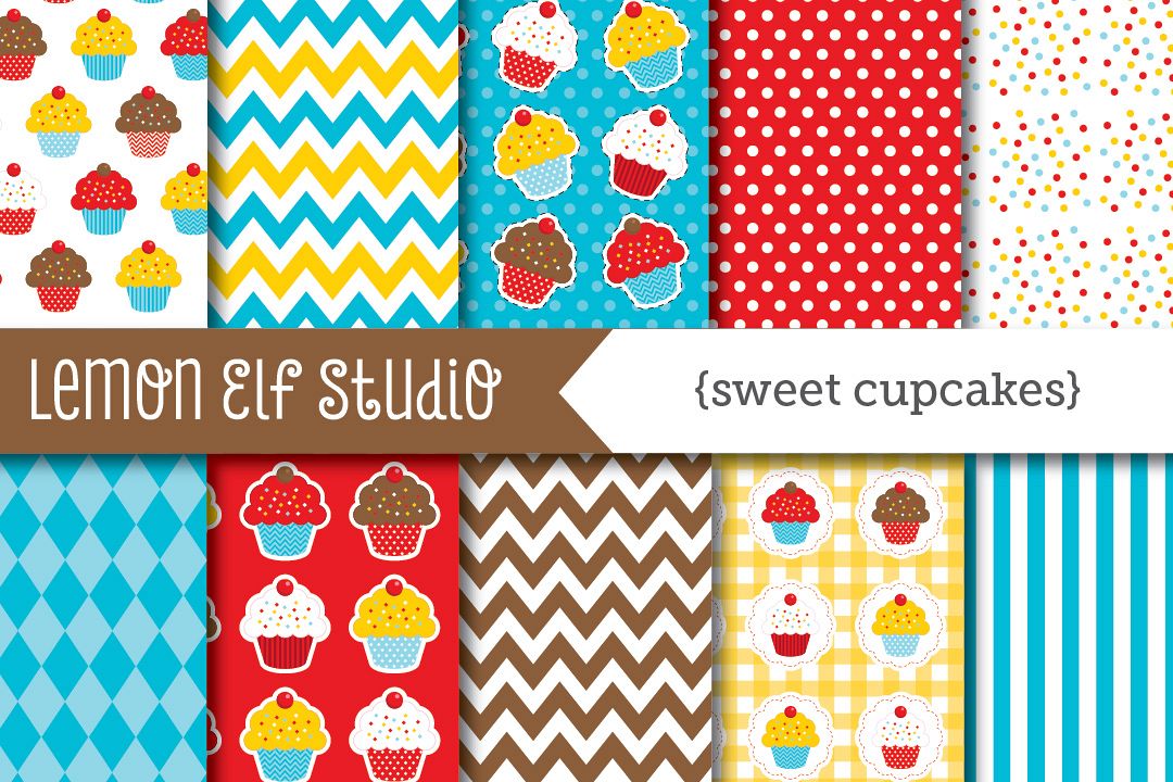 Sweet Cupcakes-Digital Paper (LES.DP04A) example image 1