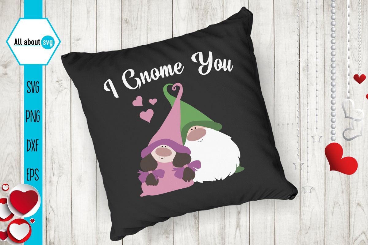 I Gnome You Svg, Valentine's Svg, Gnome In Love Svg example image 1