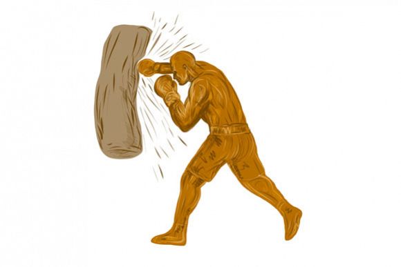 Boxer Punching Bag Drawing example image 1