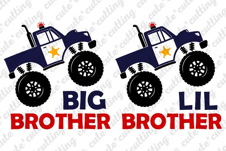 Monster truck police svg, Big brother svg, Lil brother svg example image 1